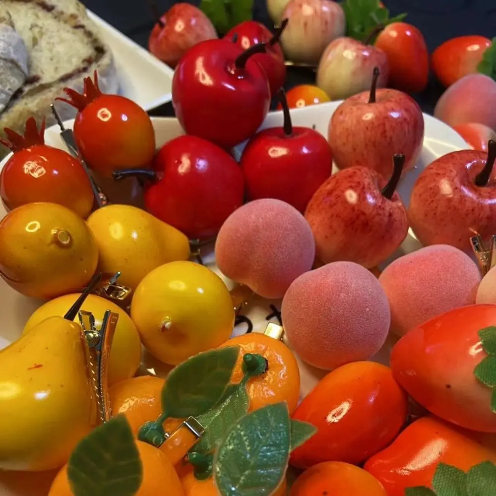 Horquilla de fruta de simulación de cereza Simple, comida falsa de limón, pinza para el pelo bonita, accesorios para fotos, Clip de pico de pato para niños, diario