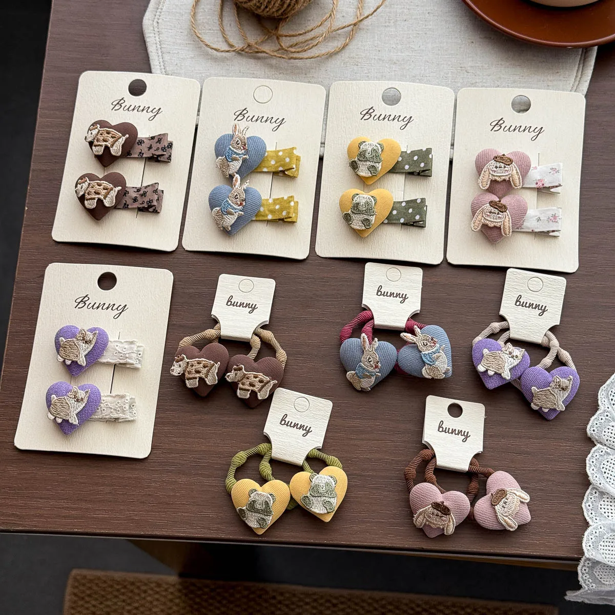 Children's Hair Clips Cartoon Rabbit Panda Puppy Love Hairpin Cute Baby Elastic Hair Band Ponytail Rubber Band Hair Accessories
