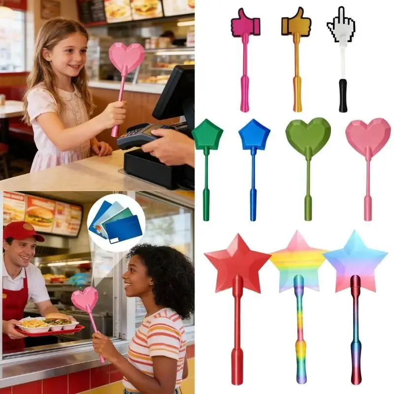 Card Holder Love Wand Tap-to-Pay Portable Fun 3D Printed Heart Star Thumbs Up Shape  Magic Wand Credit Card Holder Gift