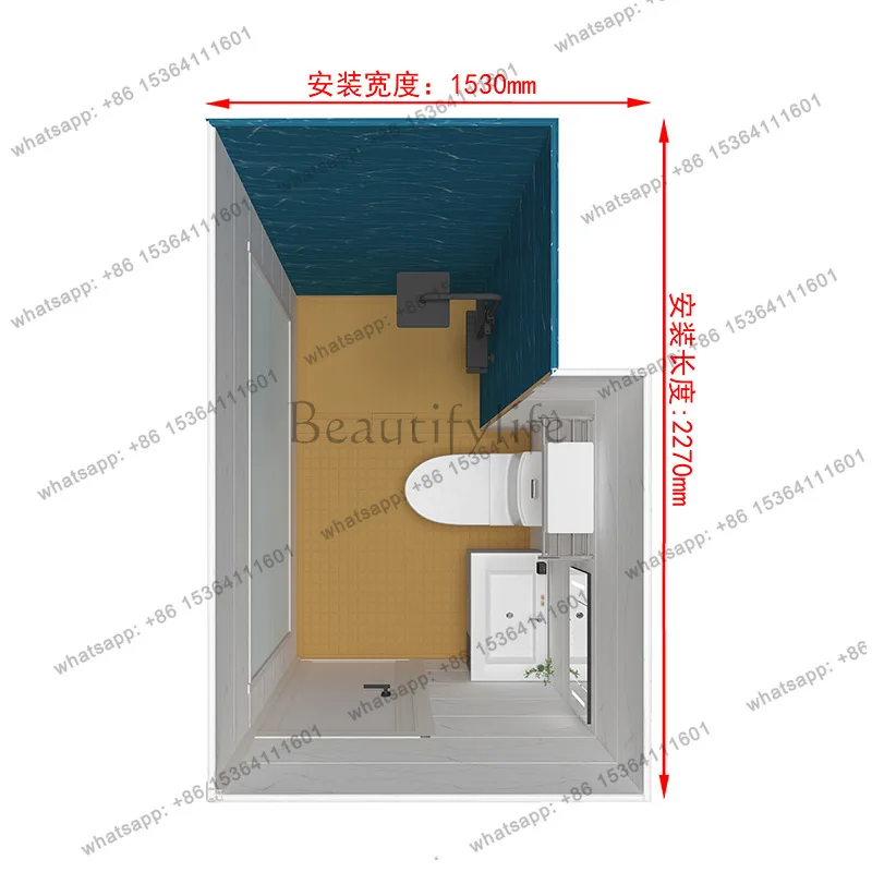 Glass integral bathroom integrated shower room bathroom finished bathroom free of waterproof