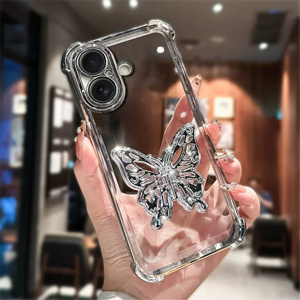 Transparent Butterfly Holder Anti Drop Cover For Coque Huawei Nova 12 11 10 9 8 5 Pro 7 SE 6 5G Shockproof Protection Phone Case