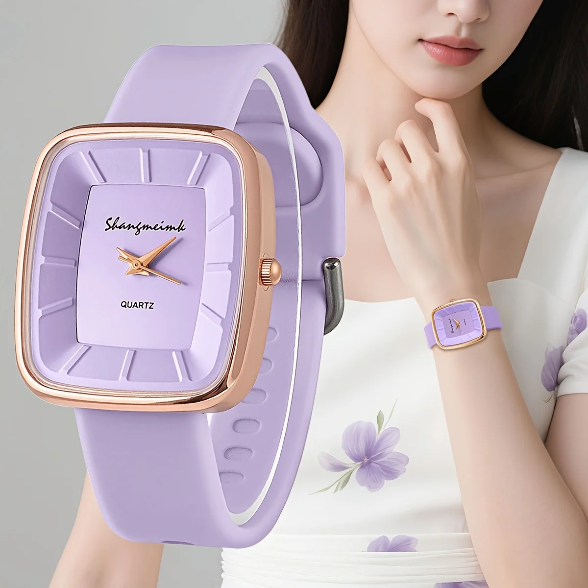 Fashion Square Women’s Quartz Wristwatch Elegant Silicone Band Ladies Watches Reloj Mujer