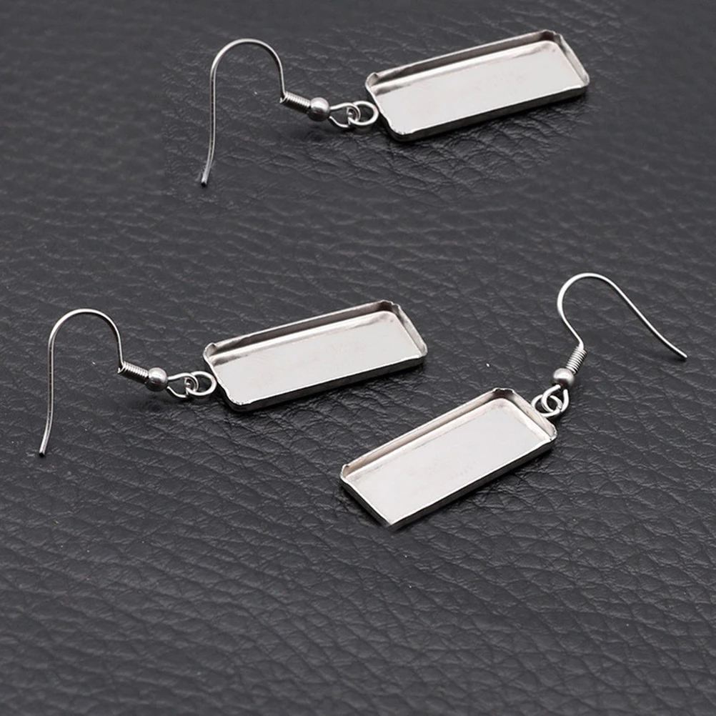 

50Pcs Silver Stainless Steel Earring Hooks Blanks for DIY Jewelry Making Crafts Bezel Setting Earring Making Accessories
