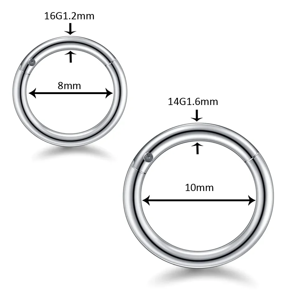 1PC Nose Hoop Rings Women 16G 18G 20G 316L Stainless Steel Nose Ring Septum Clicker Ring Ear Daith Hoop Earring Piercing Jewelry