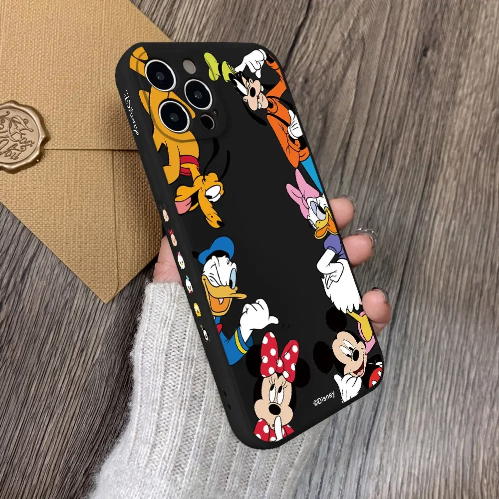 Mickey Minnie Donald Phone Case for iPhone 16 15 14 Plus 13 12 Mini 11 Pro Max X Xs XR 7 8 Straight Edge Soft Silicone TPU Cover