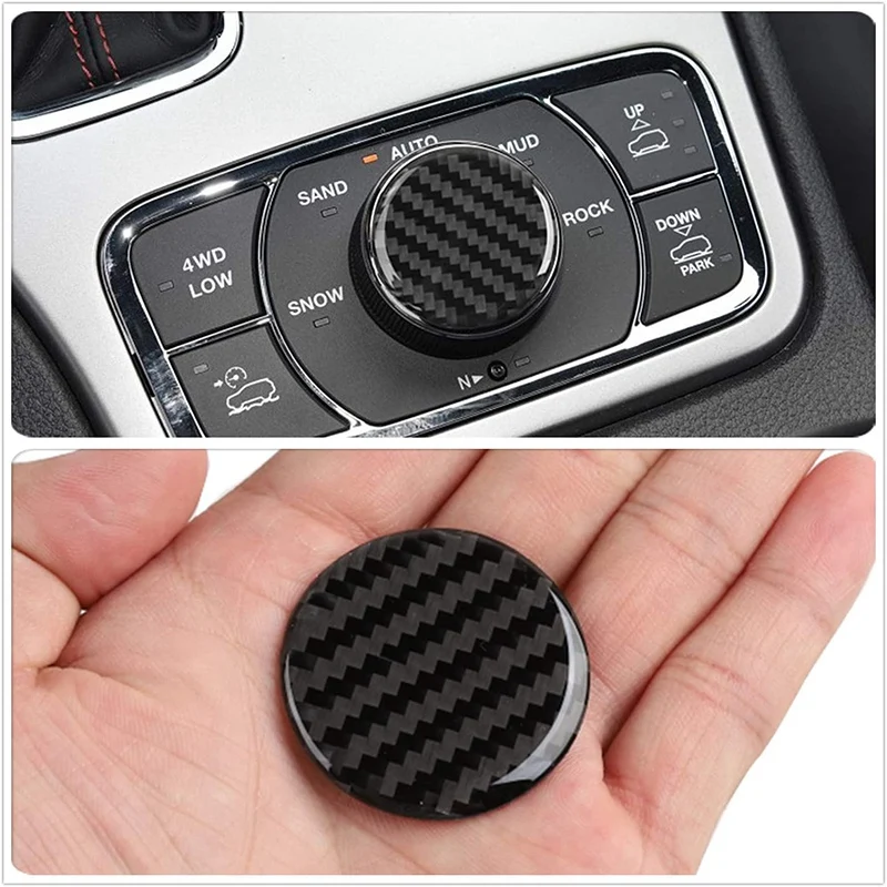 For Jeep Grand Cherokee 2014 -2019 Interior Cover Carbon Fiber Central Control 4WD Switch Knob Cover Sticker Trim