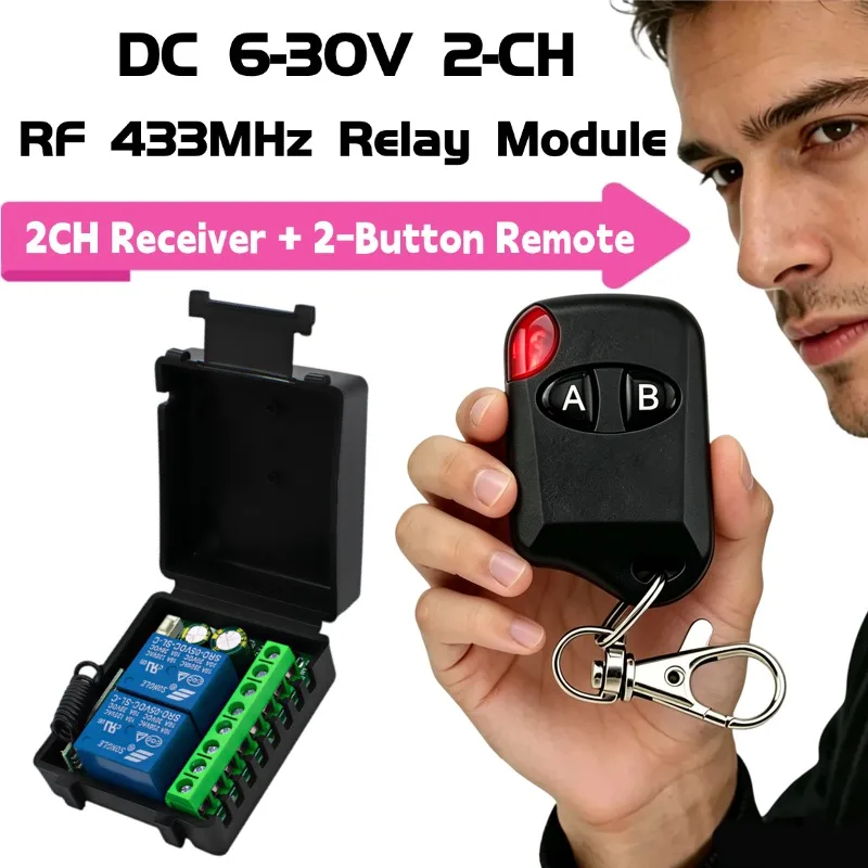 Universal Gate Remote Control Switch DC 12V RF 433 Mhz Asking Code Relay Receiver DIY Mini Module for Garage Door LED Lighting