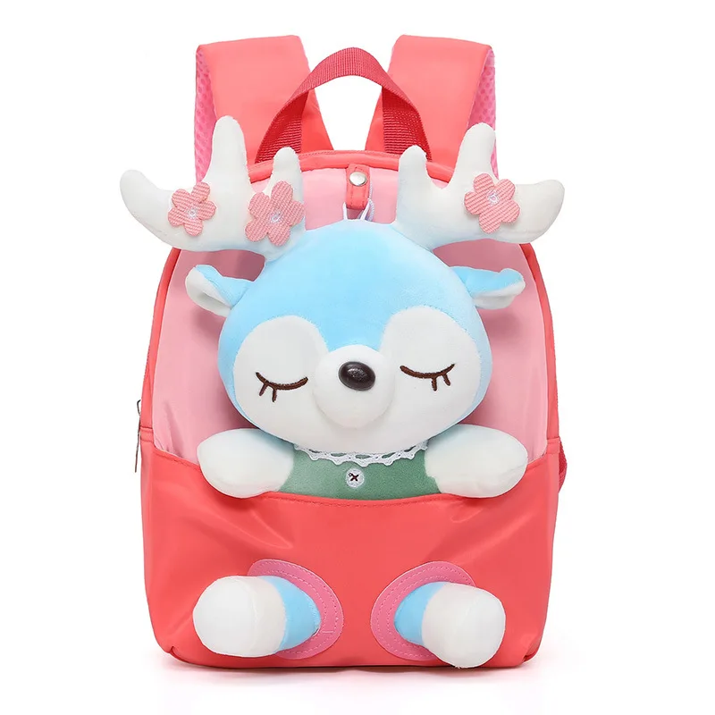Cartoon Plush Split Elk Cute Children\'s Small Backpack Kindergarten Baby Girl Lightweight Fashionable Cute Backpack