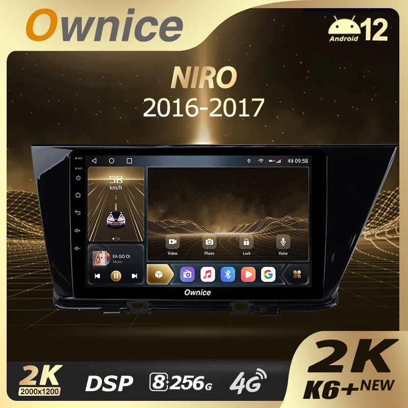 

Ownice K6+ 2K for Kia Niro DE 2016 - 2019 Car Radio Multimedia Video Player Navigation Stereo GPS Android 12 No 2din DVD 8G+256G