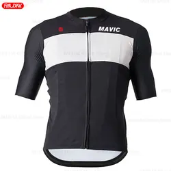 2024 RX MAVIC-Breathable Cycling Set for Men, Short Sleeve, Road Bike, UV Protection, Racing Suit, Cycling Competition Set