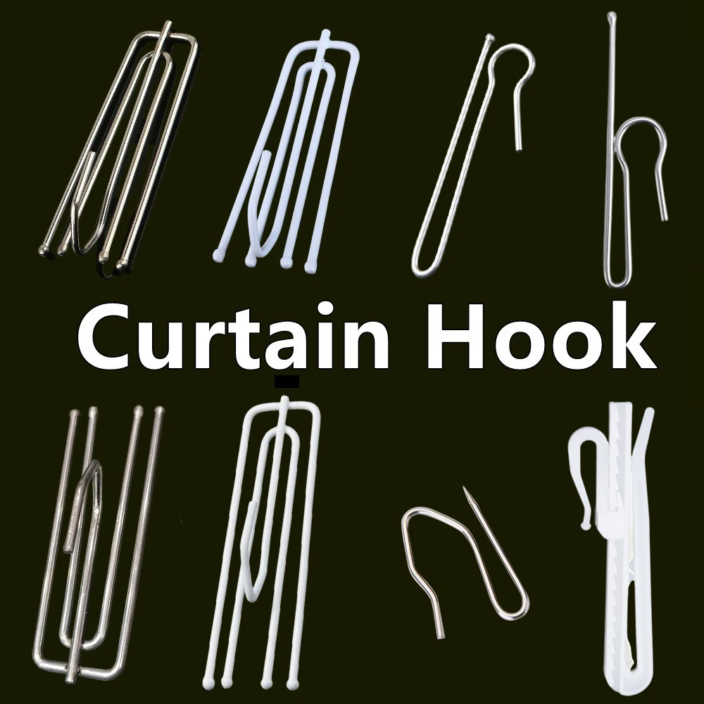 15 pcs Four Fork Metal Anti-rust Curtain Tape Hook Curtain Cloth Ring Clamp Top Rod Stainless Steel Curtain Accessories 7x2.5cm