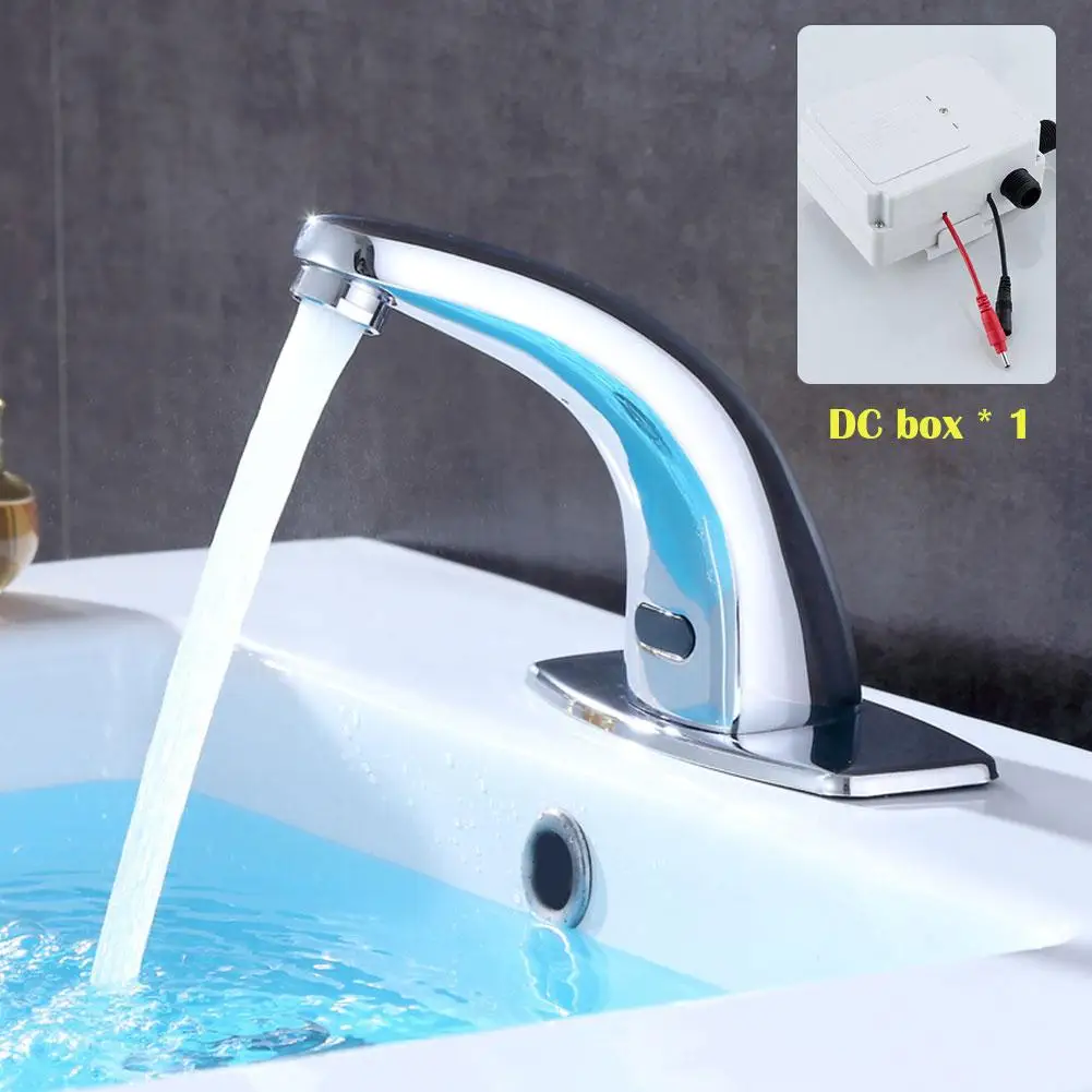 1pc Sensor Faucet Automatic Non-contact Faucet Waterfall Faucet Kitchen Bathroom Countertop Installation Bathroom Essentials