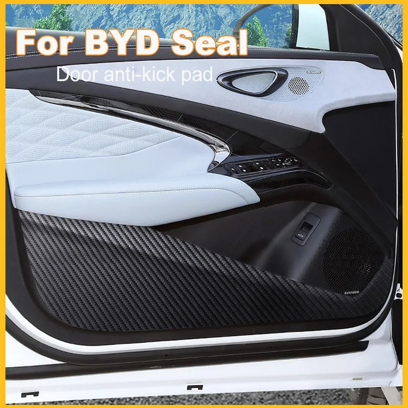 For BYD Seal Car Door Anti-kick Pad Leather Protection Film Carbon Stickers Decorative Mat Auto Accessories