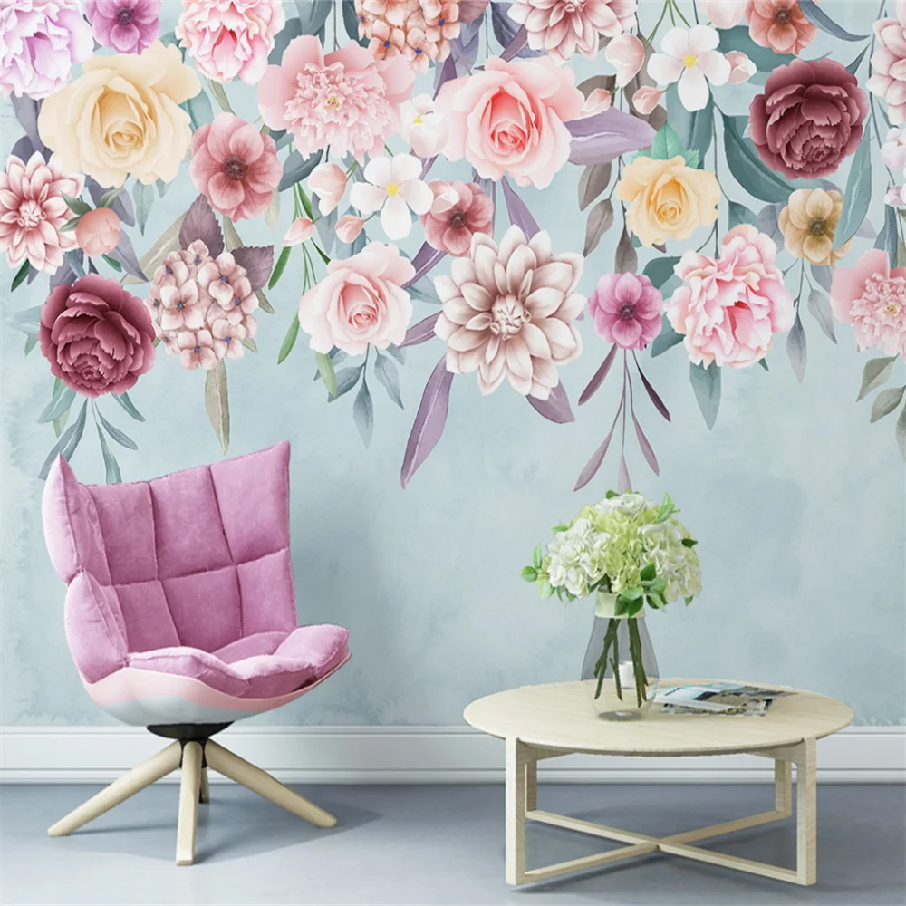 Custom papel de parede 3D Colorful flower Wallpaper Oil Painting garden 3D Murals rose Wall Paper Bedroom Mural wall stickers