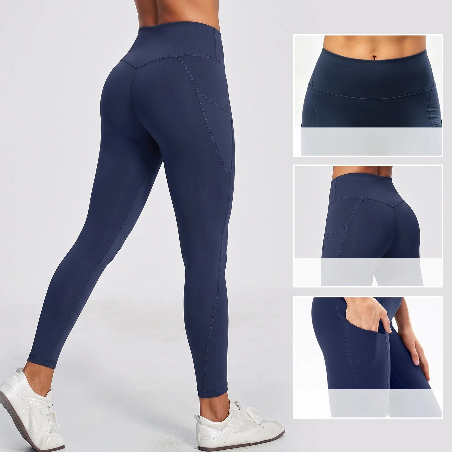 Women Fleece Lined Yoga Pants Thick Warm Tight Workout Pants with Pockets Autumn Winter Running Fitness Trousers