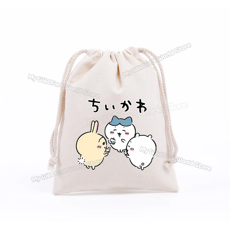 Chiikawas Hachiware Storage Drawstring Bag Kids Birthday Gift Bags Cartoon Earphones Key Pouch Home Small Party Candy pouch view 3