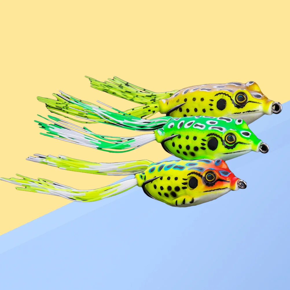 3 Pcs Rock Climbing Brush Green Back Yellow Body Fishing Lure Bait Bionic Lures Kit