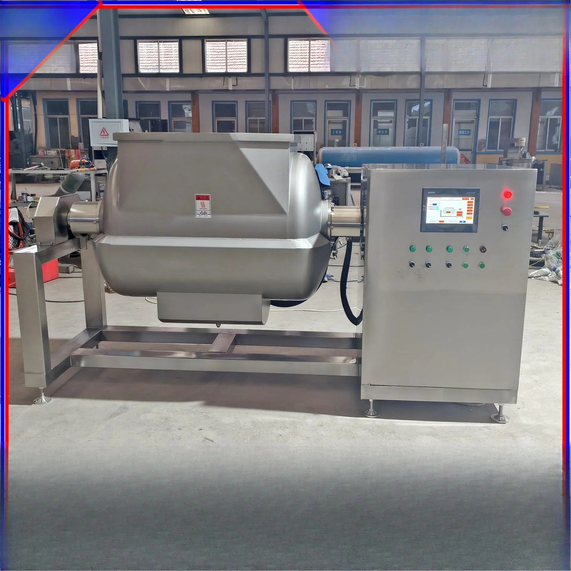 Panela interlayer de mistura de eixo horizontal a vácuo, panela de agitação e fervente