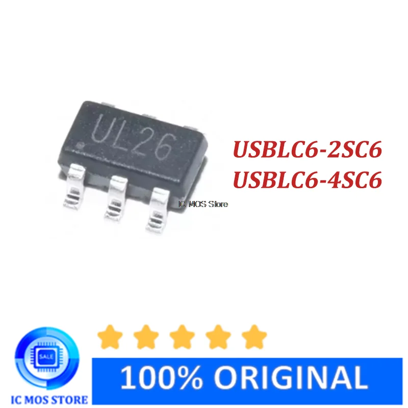 

10PCS USBLC6-2SC6 USBLC62SC6 UL26 USBLC6-4SC6 UL46 SOT23-6 ESD ESD protection chip