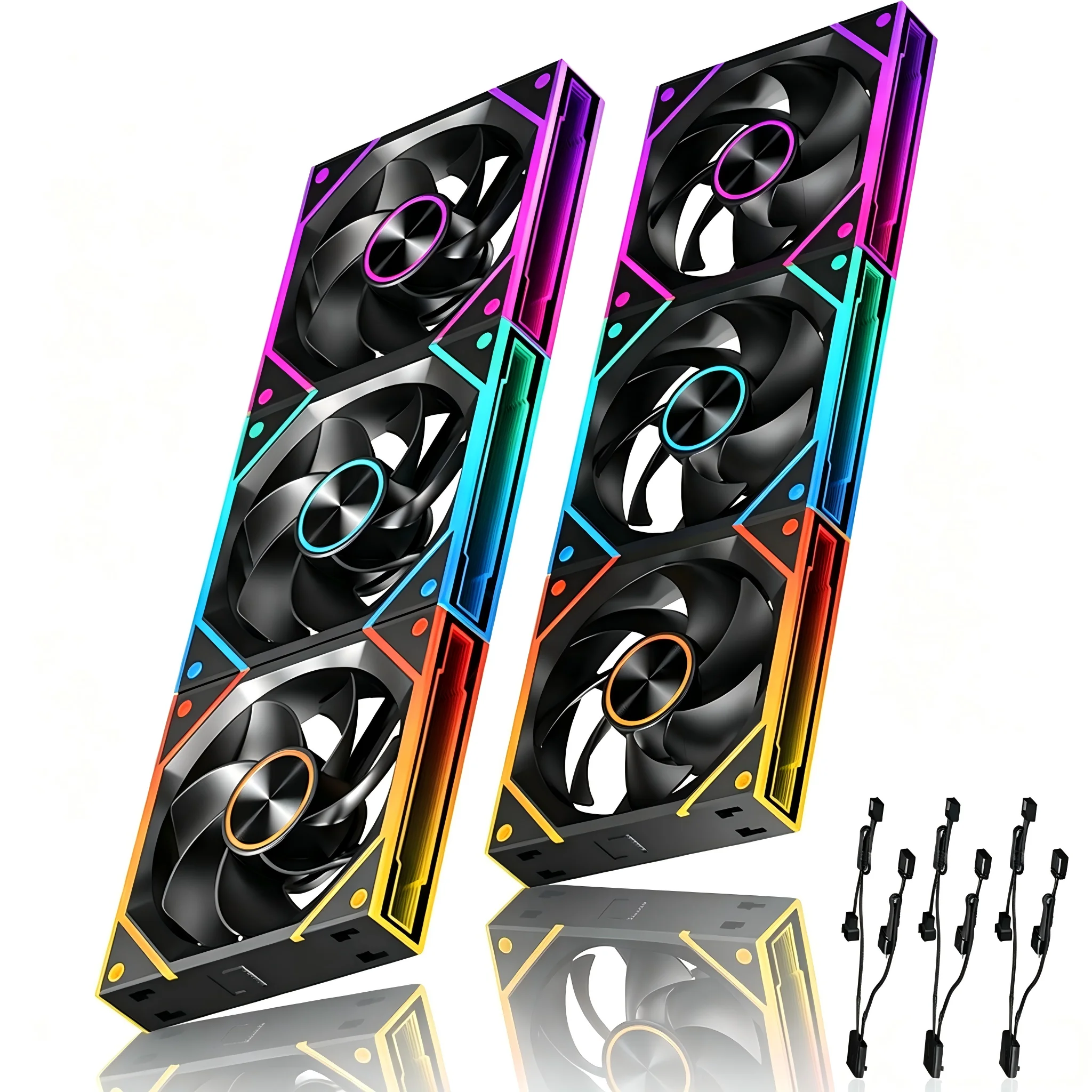 

120mm Infinity Mirror PWM Fan, 5V 3-Pin HDB Reverse/Forward 1600RPM 60CFM Daisy Chain RGB PC Case & CPU Cooler Fan