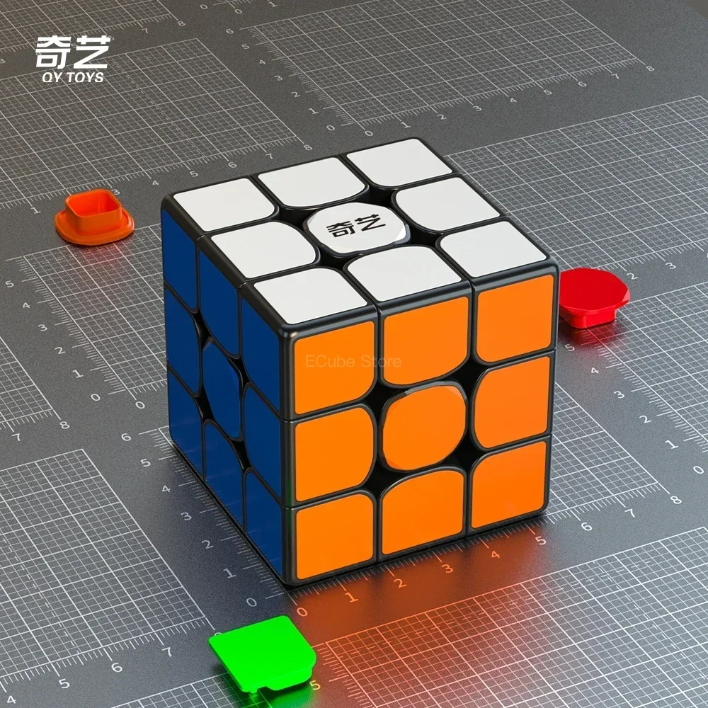 [ECUBE] QiYi QiMeng V3 매직 큐브, 스티커리스 매직 큐브, 전문 퍼즐, 교육용 장난감, 블랙, 3x3x3