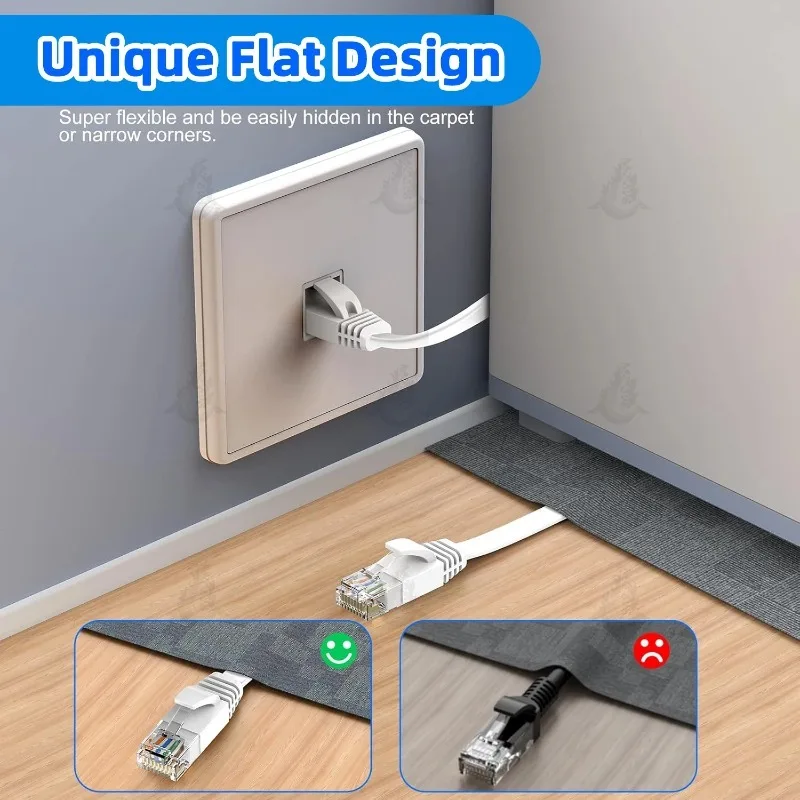 0.1M 0.2M 0.3M 0.5M 50M Cat6 Cavo Ethernet corto Piatto RJ45 Computer Internet Rete LAN Cavo patch Ethernet Ethernet