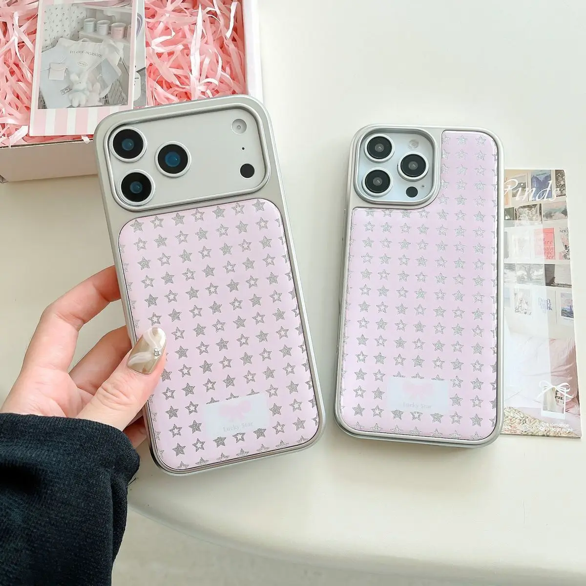 

Модный чехол для телефона INS Sparkling Little Purple Stars Drip Glue для iPhone 17, Pro Max 16, 15, 14 Pro Max Plus, защитная задняя крышка