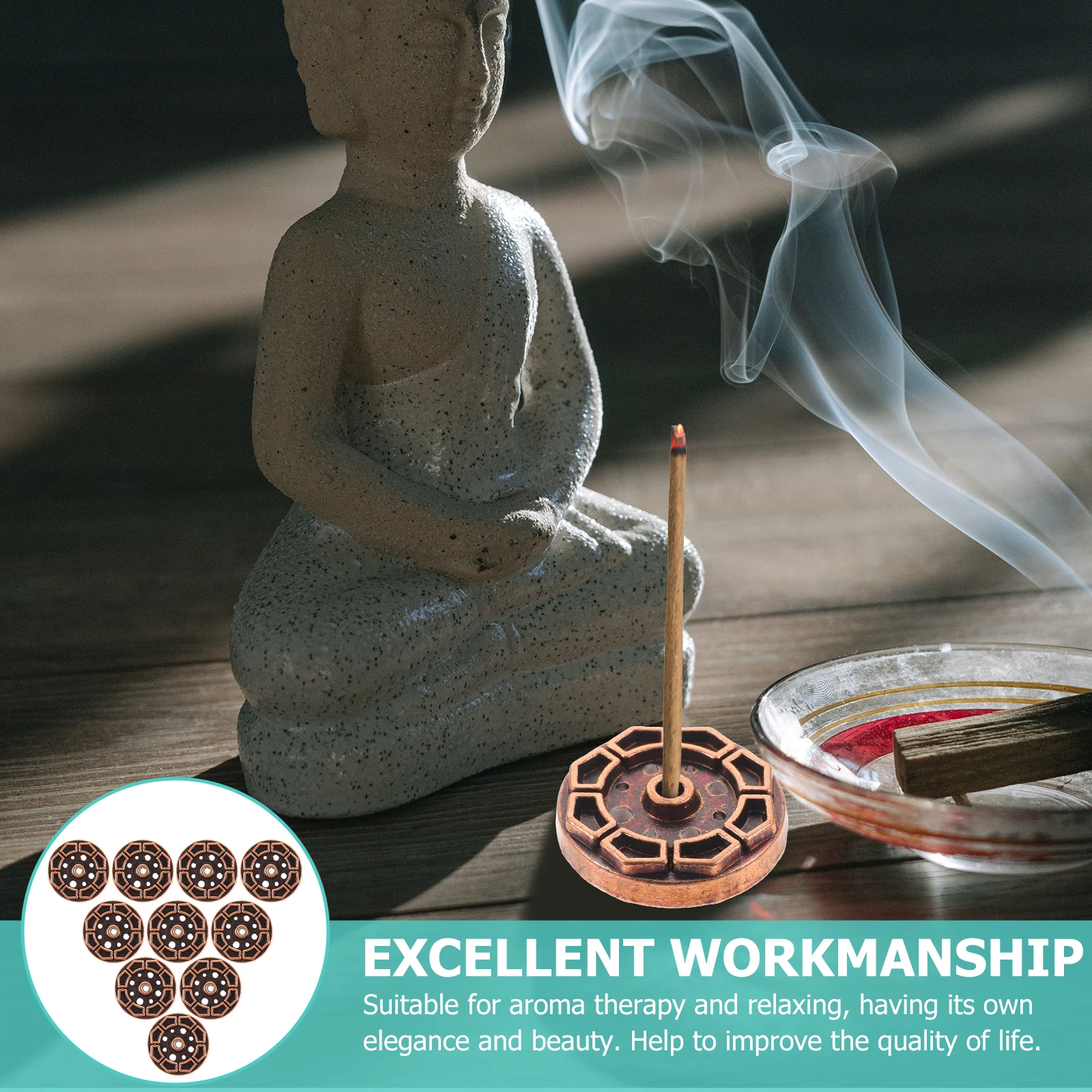 

10 Pcs Incense Holder Aromatherapy Ornaments Sticks Lotus Flower Burner Outdoor