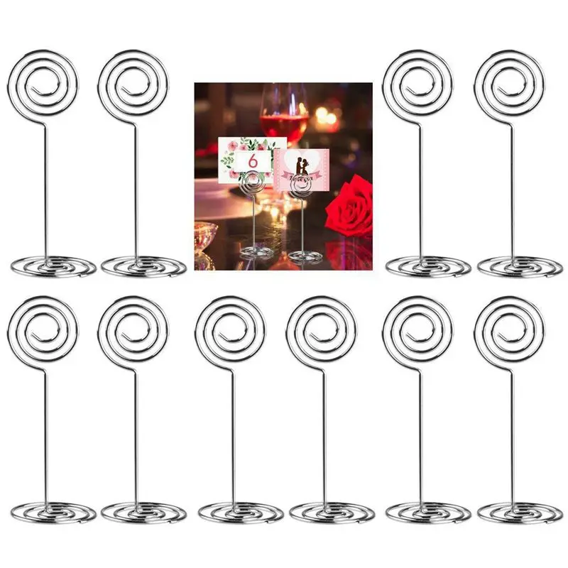 A01K-50Pcs Swirl Table Number Photo Holder Stands For Weddings Party Gatherings