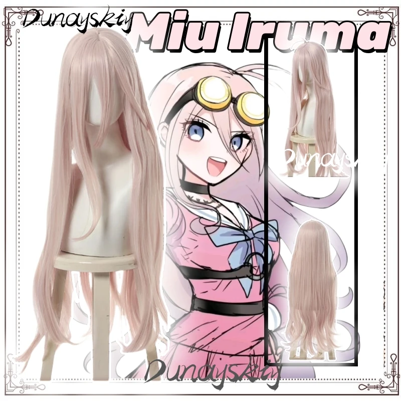 Miu Iruma Cosplay Wig with Glasses Accessory Role Play Hairpiece Prop For Christmas Halloween Customized