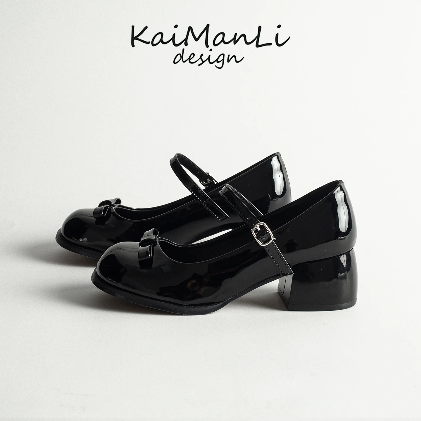 

Genuine Leather Mary Jane Single Shoes with Bowtie for Women Spring Season Versatile Thick Heel Match Skirts Slip-On Small Le...