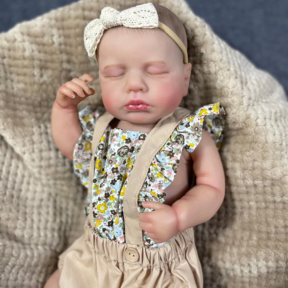 

19inch Loulou Full Body Silicone Vinyl Reborn Sleeping Newborn Baby Doll Flexible 3D Skin Tone with Visible Veins