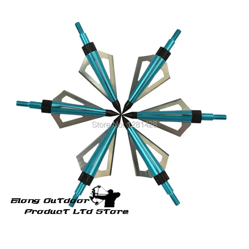 12Pcs Blue 125 Grain Broadhead 3 Blades Hunting Beast for Carbon Arrow Bolt Crossbow Archery Bow Recurve Compound