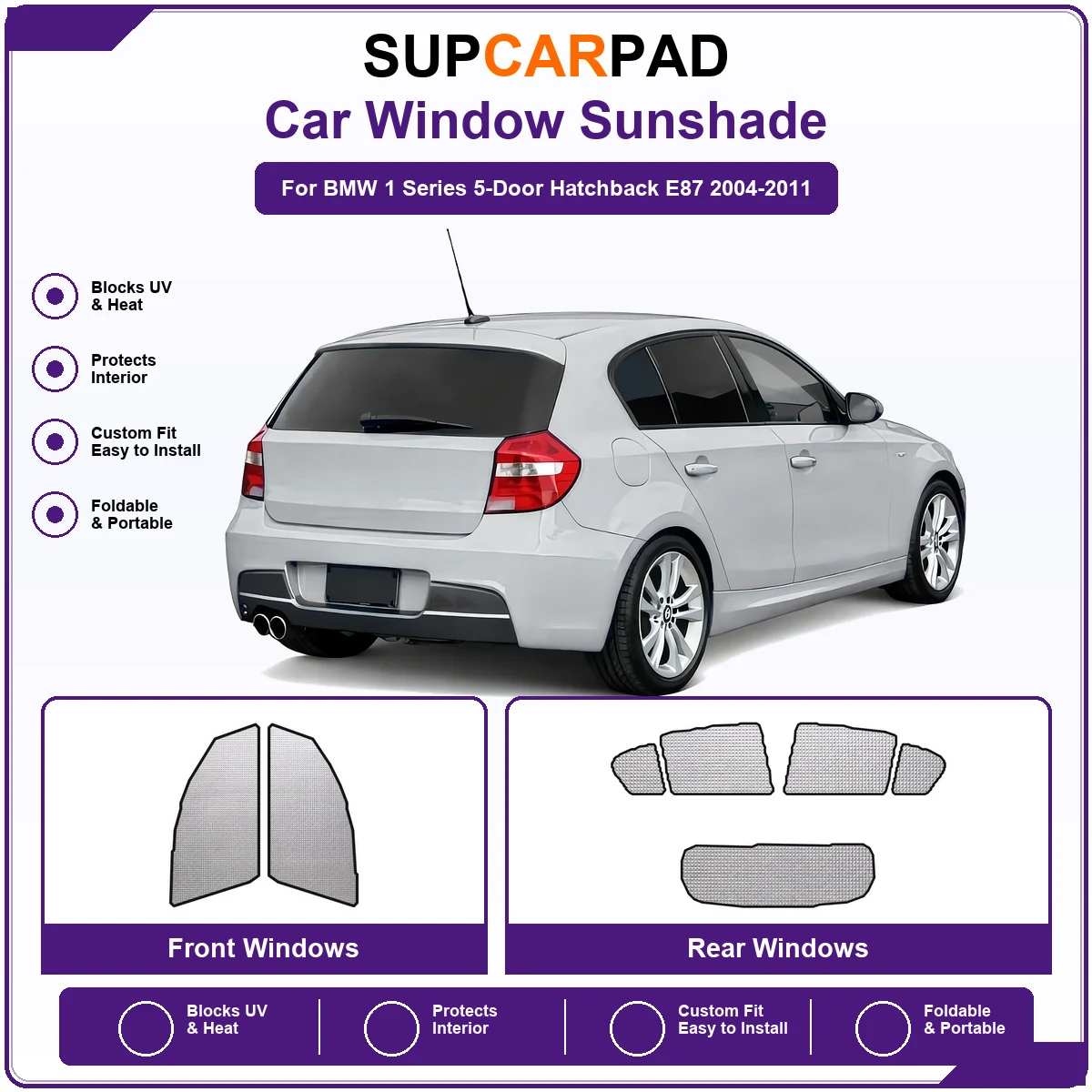 For BMW 1 Series 5-Door Hatchback E87 2004-2011 Pre‑Cut Auto Window Sunshade Anti‑UV Car Sun Visor Protector