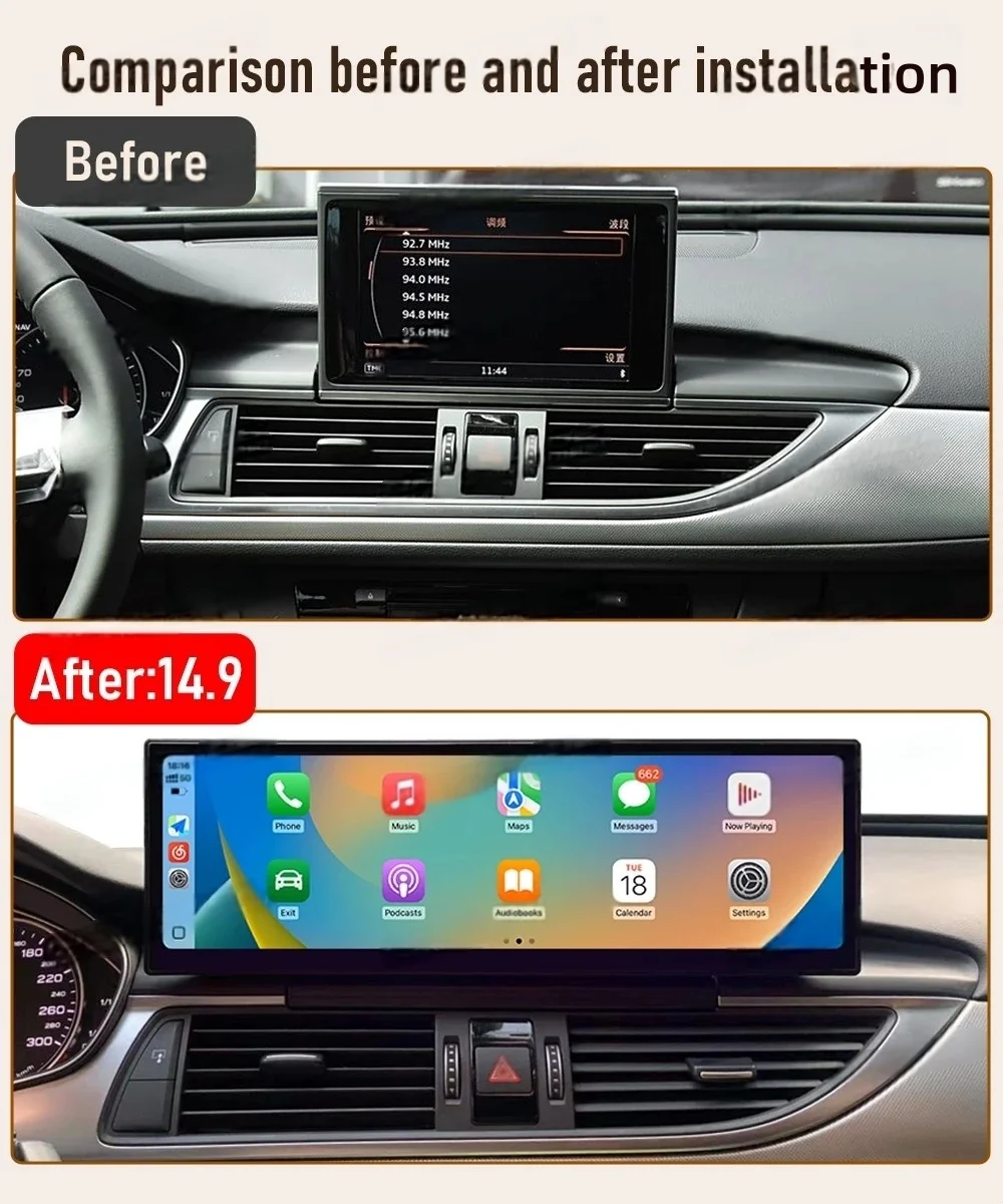 

14.9 Inch Android 14 Car Stereo Multimedia For Audi A6L 2012 -2018 Carplay Multimedia Player Auto Radio Navigation Head Unit