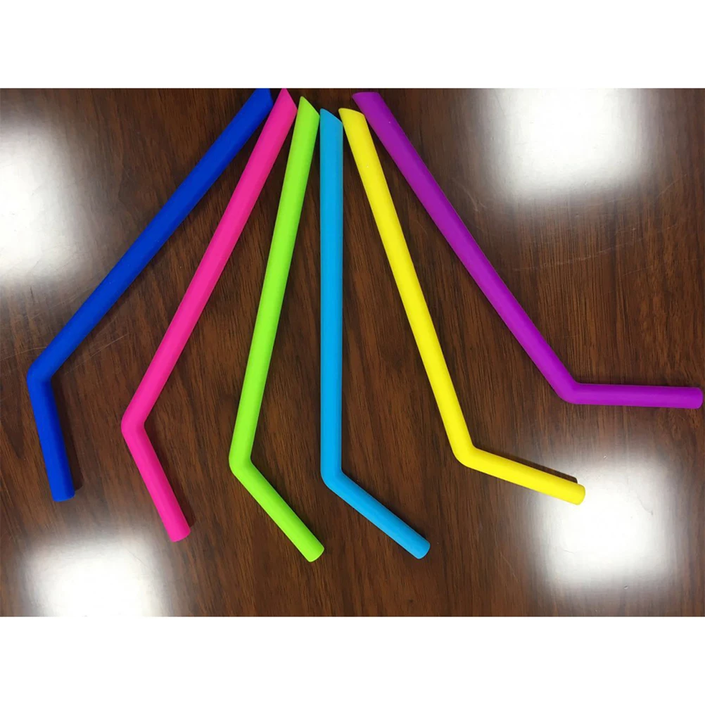 

6pcs Silicone Straw Set Foldable Reusable Drinking Straws For Coffee Smoothies Tea Travel Food Grade Soft Lightweight Portable