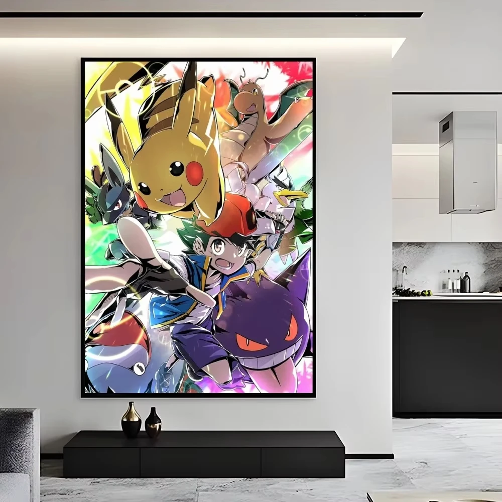مينيسو بوكيمون سلسلة لطيف ملصق لزجة جدار الفن الطباعة مقاوم للماء غرفة المعيشة المنزلي غرفة نوم بار ديكور جمالي
