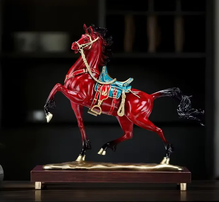 32cm Copper Painting Soaring ambition Horse Statue 'Horse come successful' sculpture