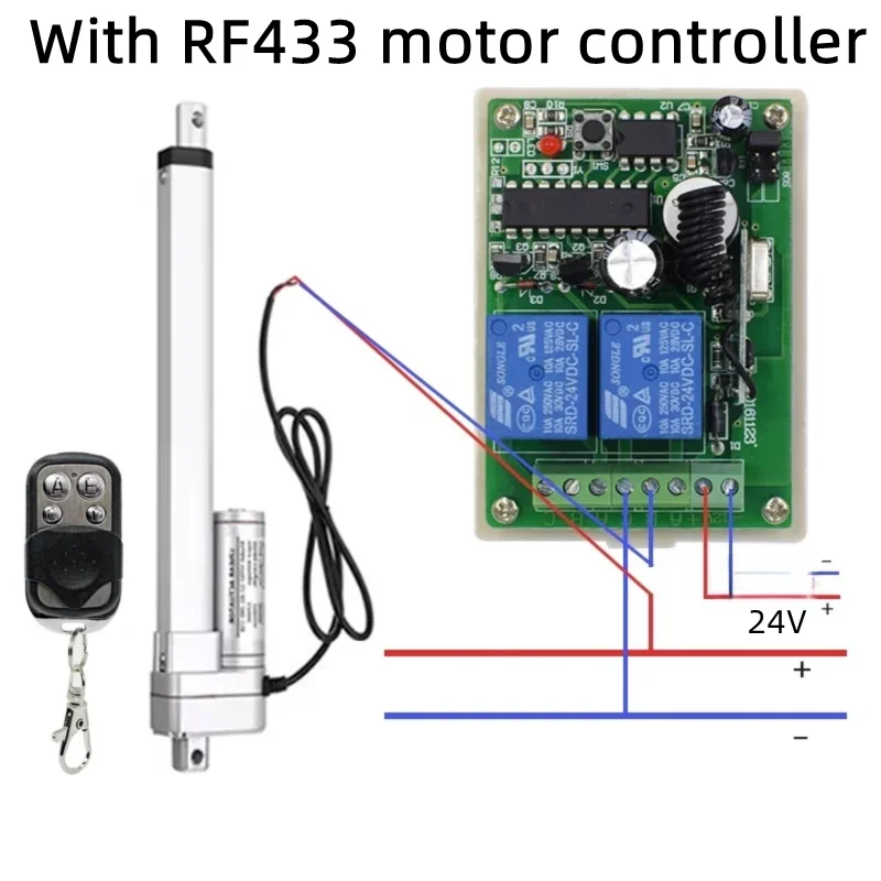 RF433 Control 24V Actuator Motor Controller With Bracket 750N /1000N/1500N Actuator Motor Drive For Home Automation Door Control