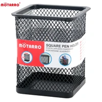 MOTARRO 1Pcs Pencil Holder Office Desk Metal Mesh Square Round Pen Pot Cup Case Container Organiser Durable Pencil Case 4