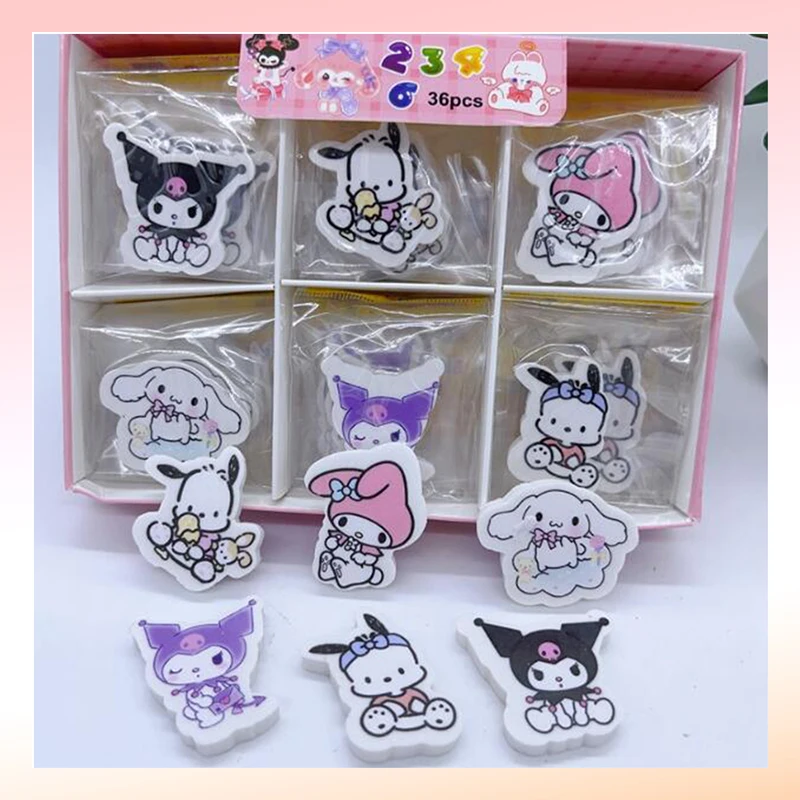 

Sanrio 36pcs Eraser New Kuromi Stationery Store Supplies Promotional Gifts My Melody Cinnamoroll Cartoon Eraser Pupils Prize