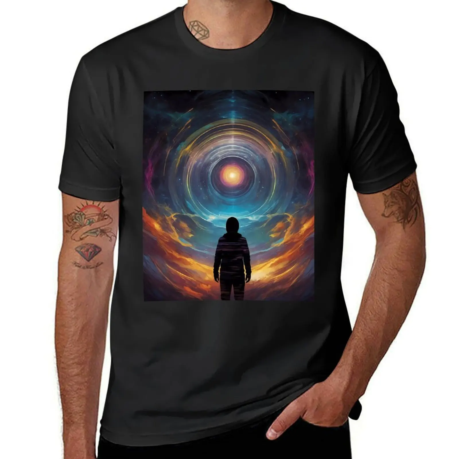 

Cosmic Observer: Gazing into Infinity T-Shirt quick-drying heavyweights oversized t shirts for men