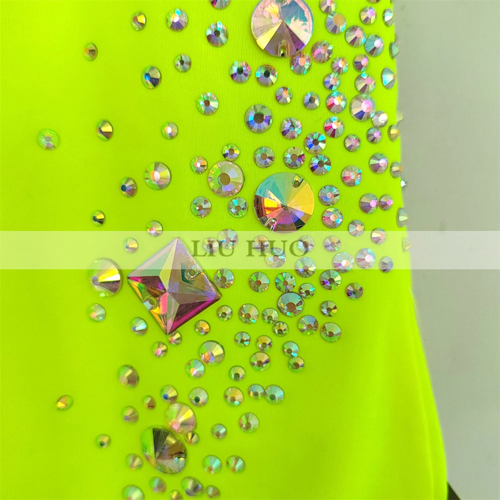 LIUHUO Anpassen Frauen Mädchen Kostüm Leistung Rhythmische Gymnastik Trikots Wettbewerb Eislaufen Kleid Grün Teen Modern