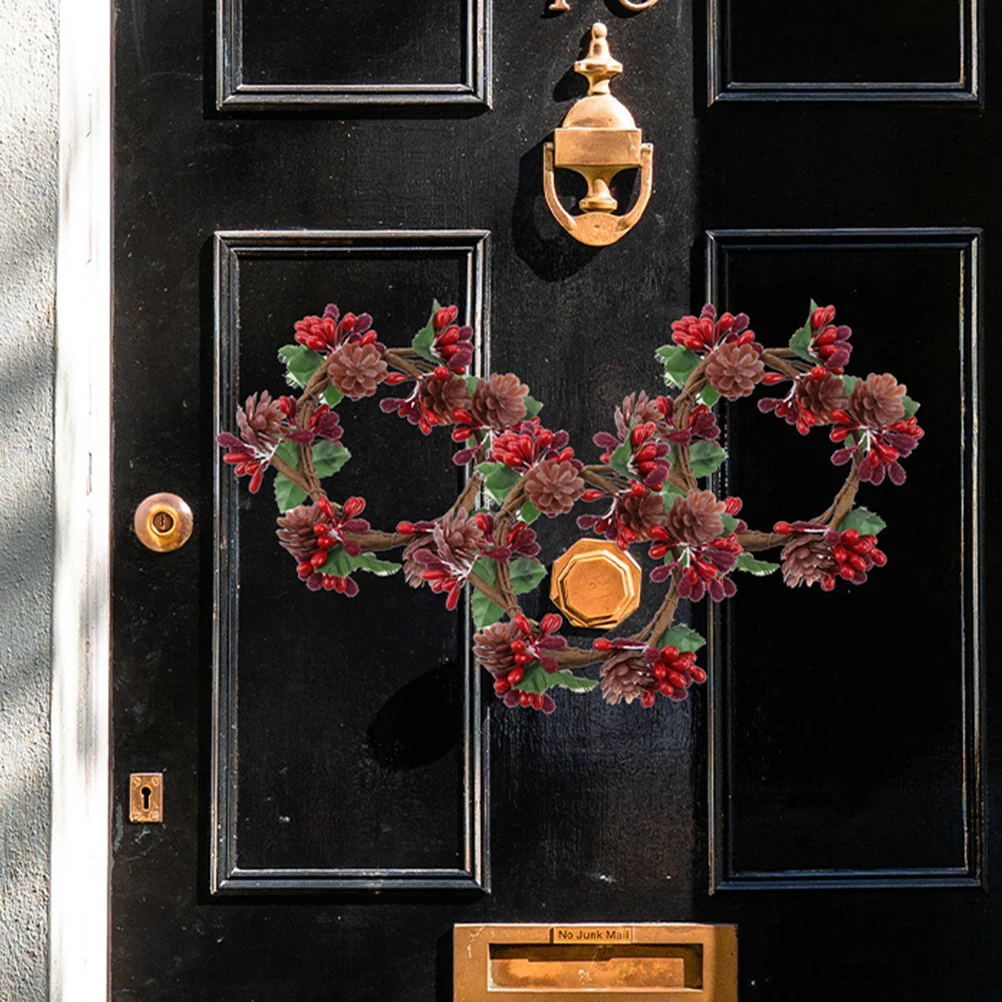 

4Pcs Christmas Garland Simulation Pine Cone Colored Berry Wreaths Decor Rings Christmas Table Decorations