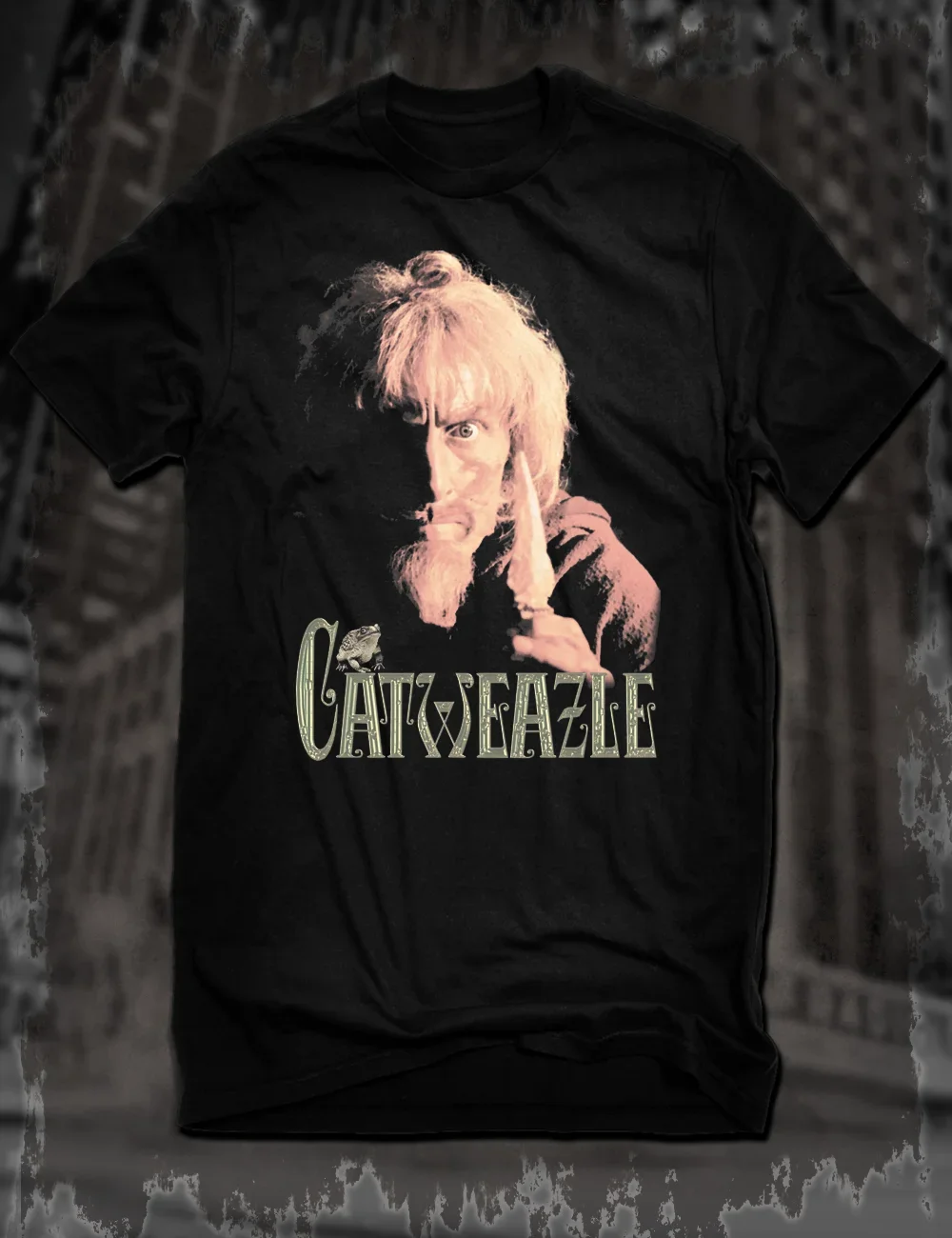 New Black Catweazle T-Shirt Cult Classic Tv Show Tee Fantasy Magic Seventies