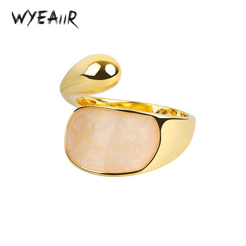 WYEAIIR Premium Enamel Shiny Banquet Gift 925 Sterling Silver Resizable Opening Ring For Women Luxury Jewelry