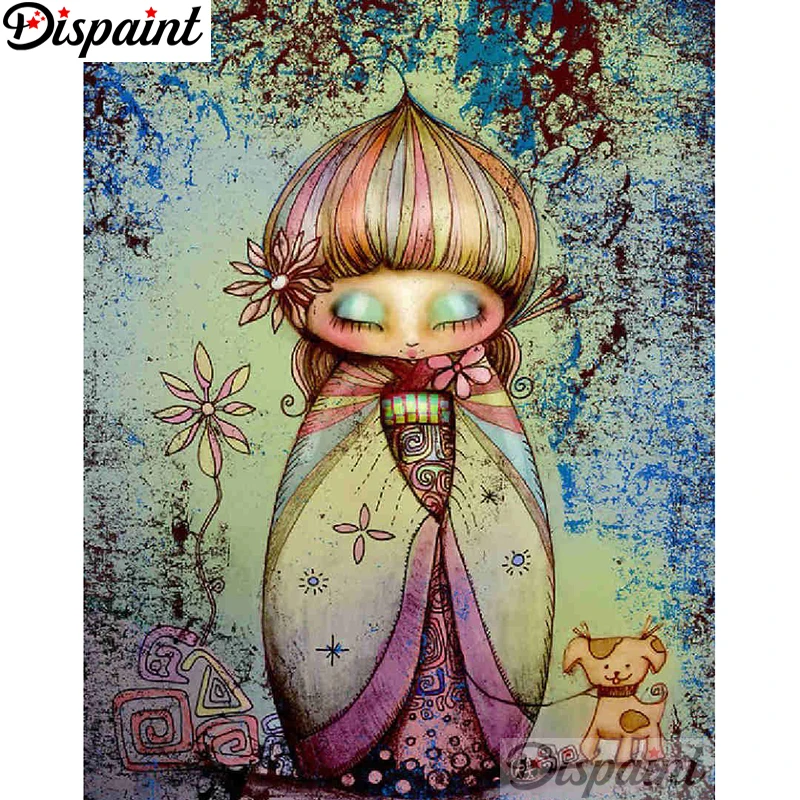 

Dispaint Full Square/Round Drill 5D DIY Diamond Painting "Cartoon girl flower" 3D Embroidery Cross Stitch Home Decor Gift A18388