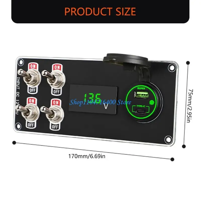 y1gd Waterproof Marine Phone Charging With 4 Toggle Switches Voltmeter For Auto Boat