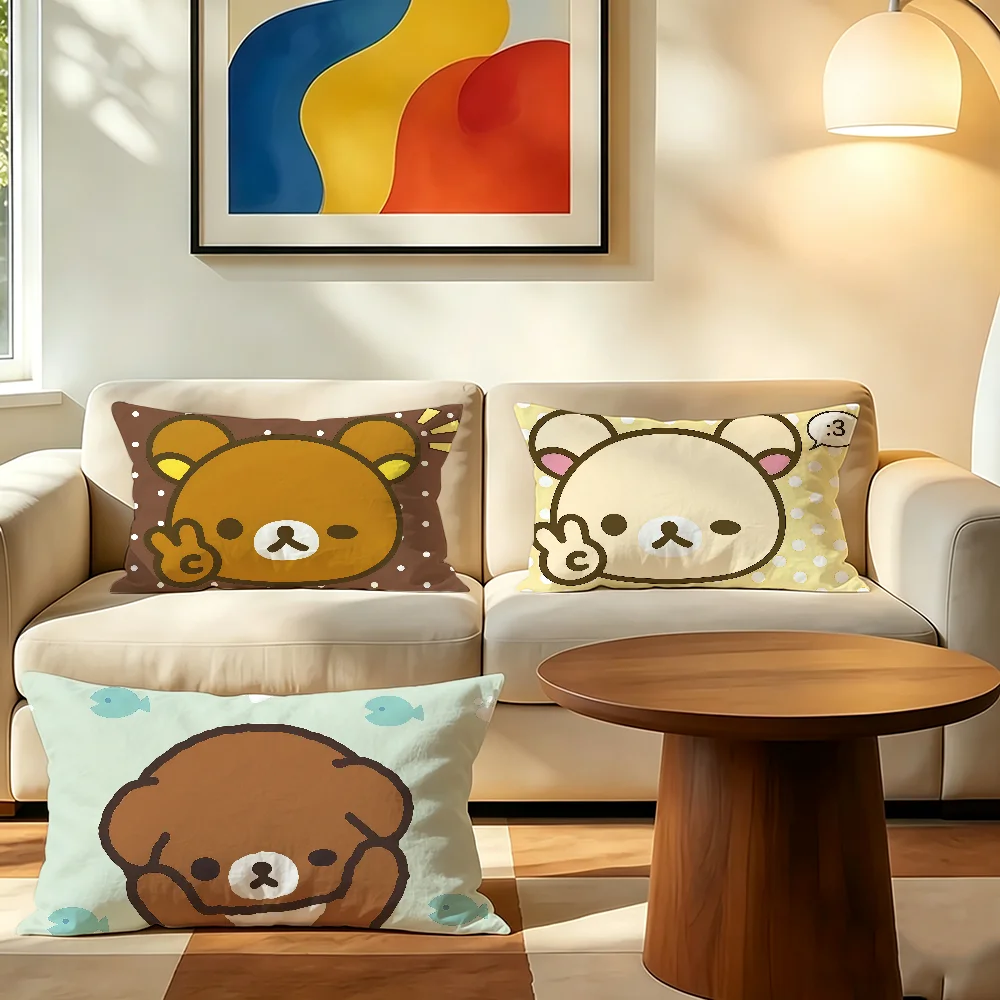 Cartoon cute R-RilakkumaS cushion cover Polyester Pillowcase Sofa Living Room Cushion Cover Bedroom Bedside or Home Decor