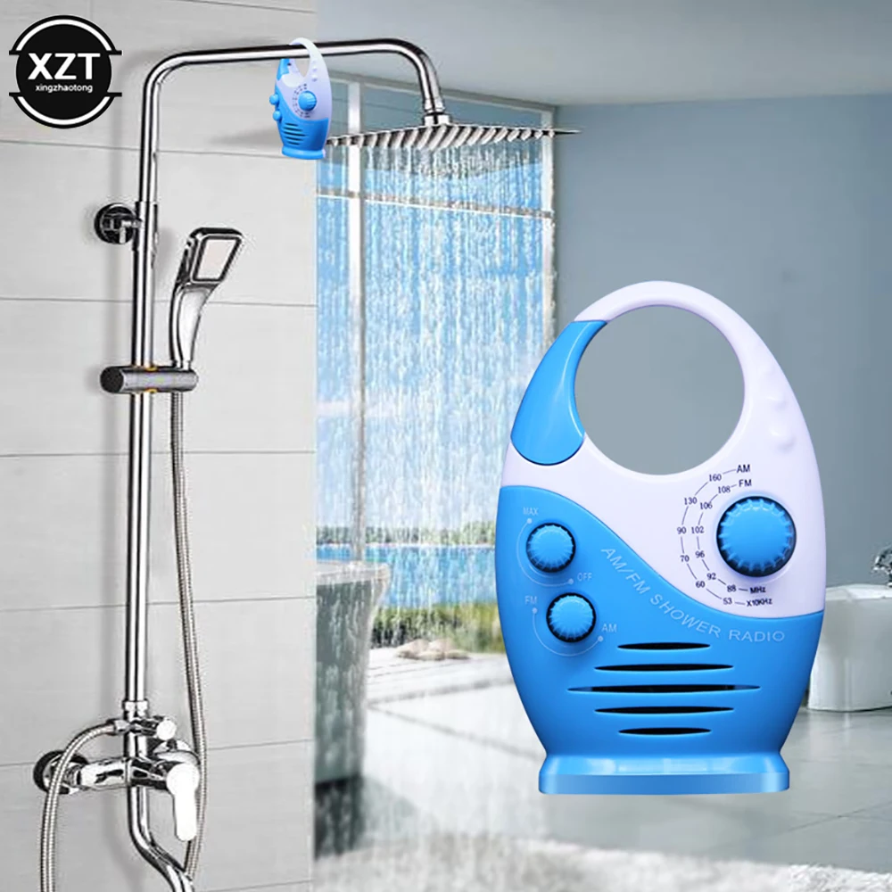 

Waterproof Portable FM AM Radio Shower Music Hanging Radio Suit Bathroom Bath Cabin Black Powerful Hi-Fi Speakers Radio Operated